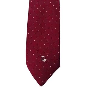 Dior spellout maroon dot necktie silk blend vintage